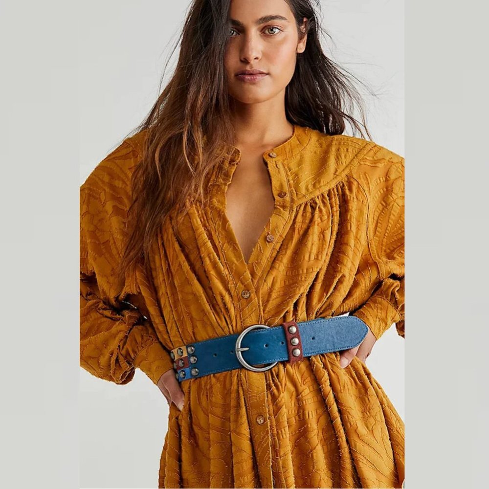 New Free People Can't Stop Dreaming Brown Long Sleeve Tunic Size XS